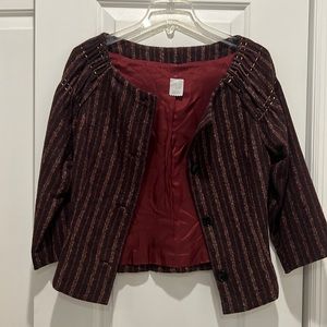 Carolina Herrera Brown striped wool blazer Vintage sample